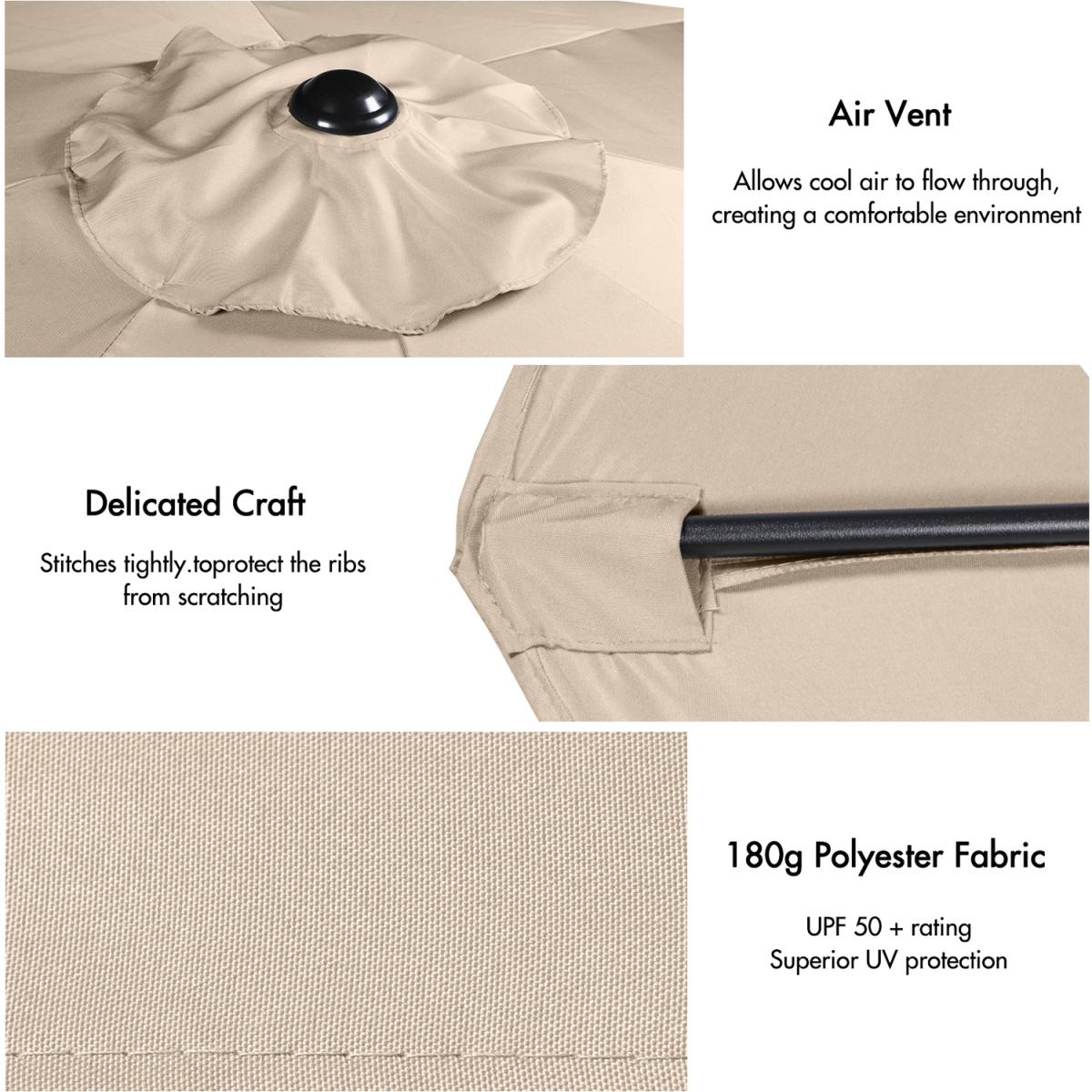 2.7m Tilt Garden Parasol - Beige – image 11