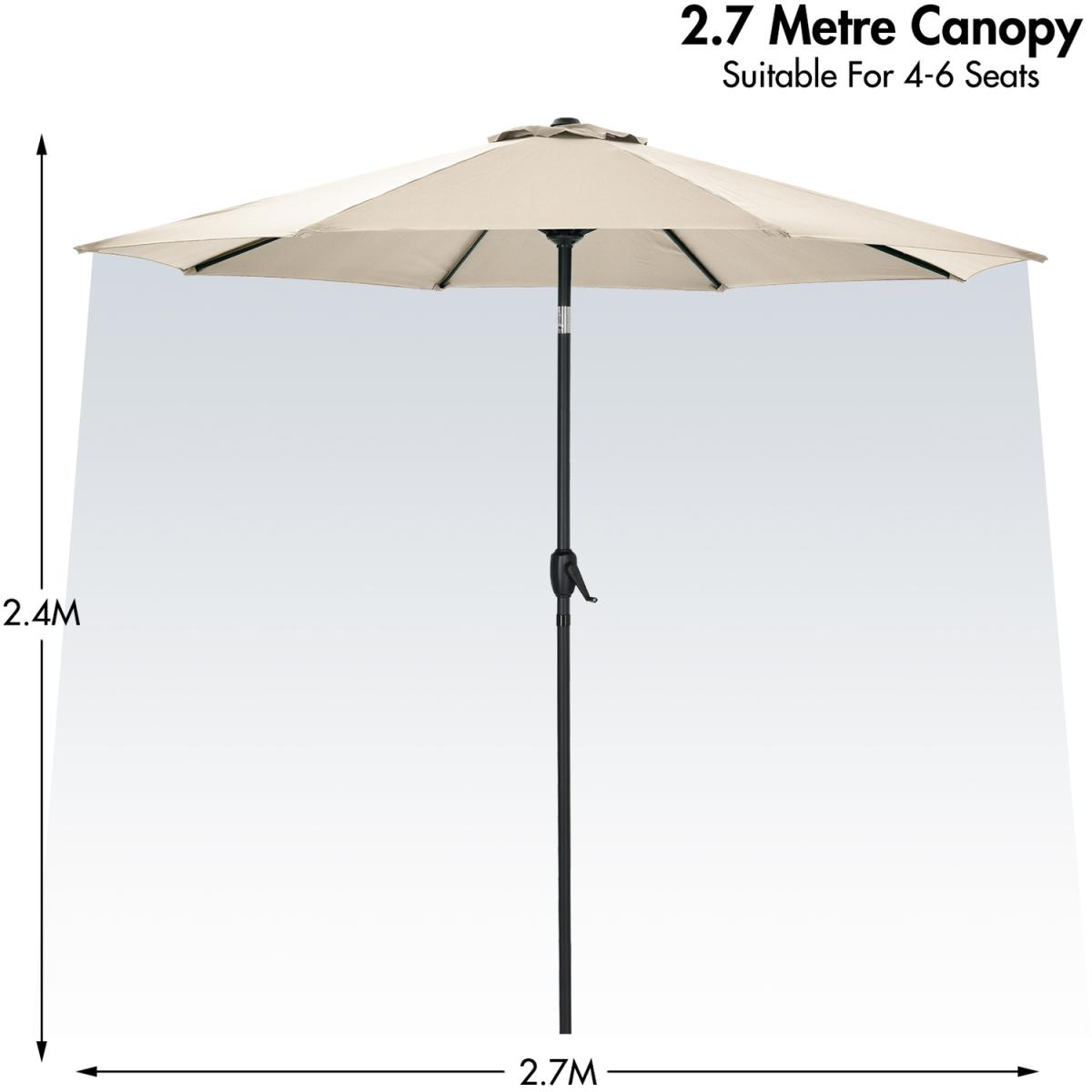 2.7m Tilt Garden Parasol - Beige – image 4