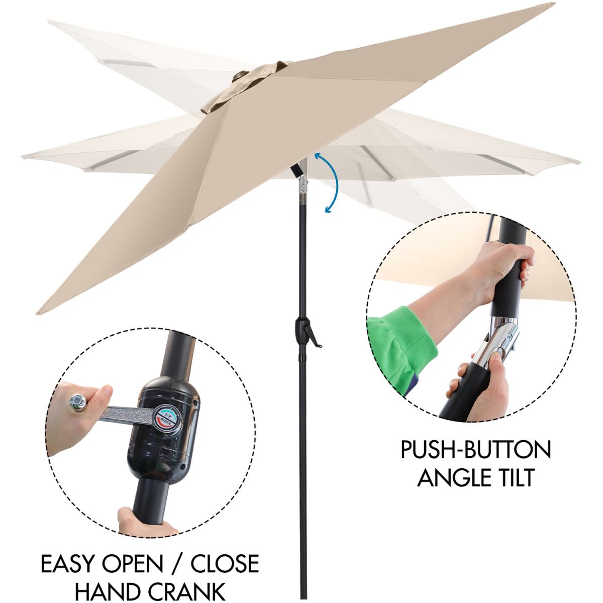 2.7m Tilt Garden Parasol - Beige – image 6