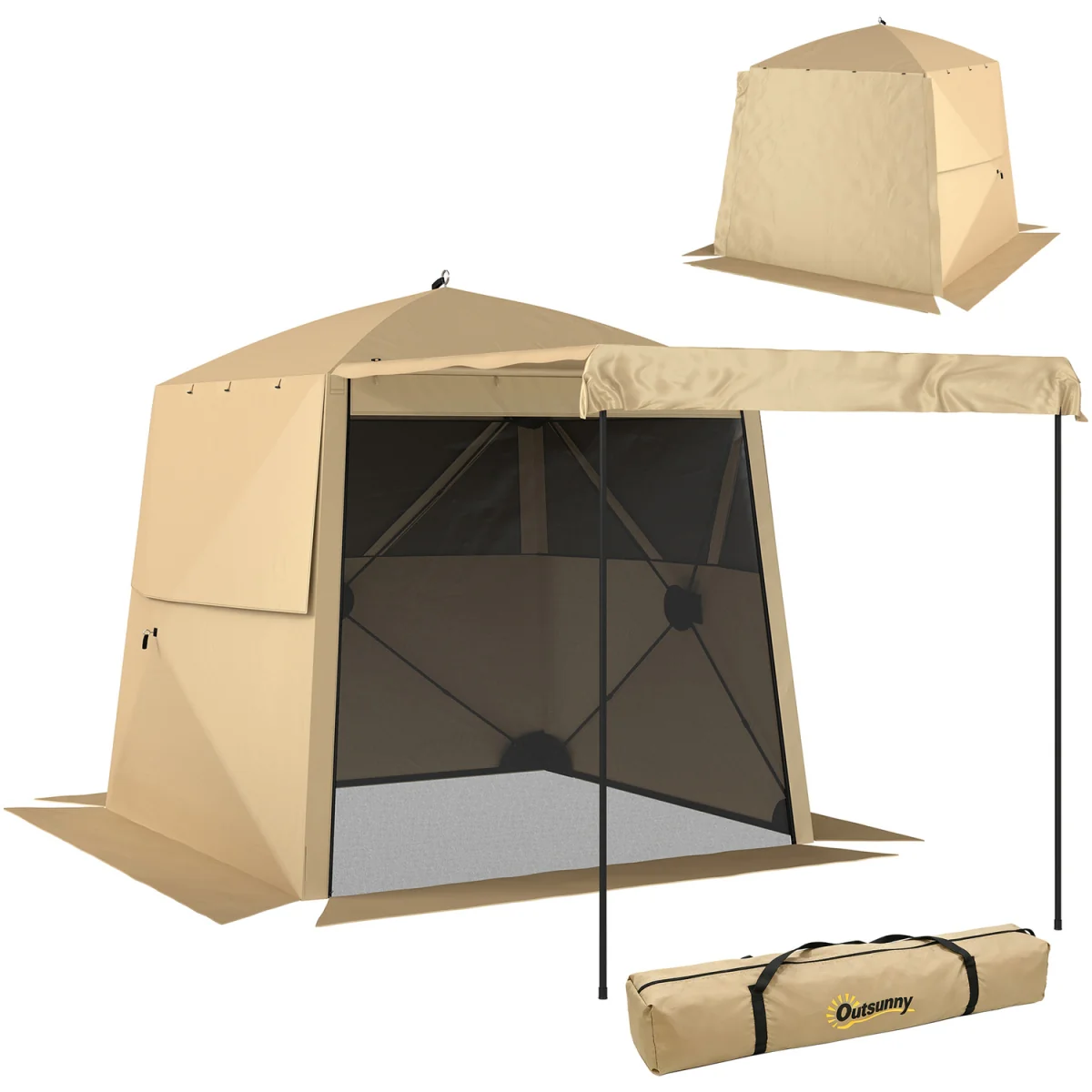 Outsunny Pop Up Gazebo Waterproof with Awning 2 x 2 m - Khaki – image 2