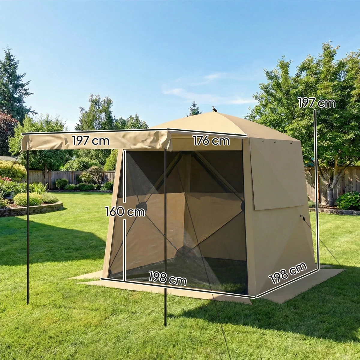 Outsunny Pop Up Gazebo Waterproof with Awning 2 x 2 m - Khaki – image 3