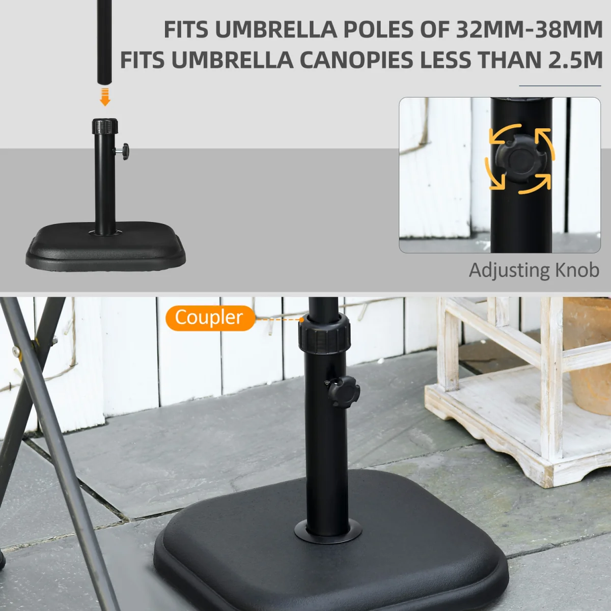 11kg Concrete Garden Parasol Base Holder - Black – image 4