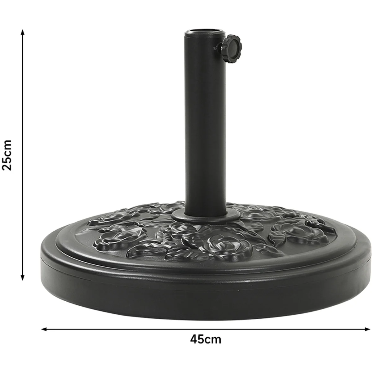 Plastic and Cement Parasol Base - Black / Floral Scroll – image 3
