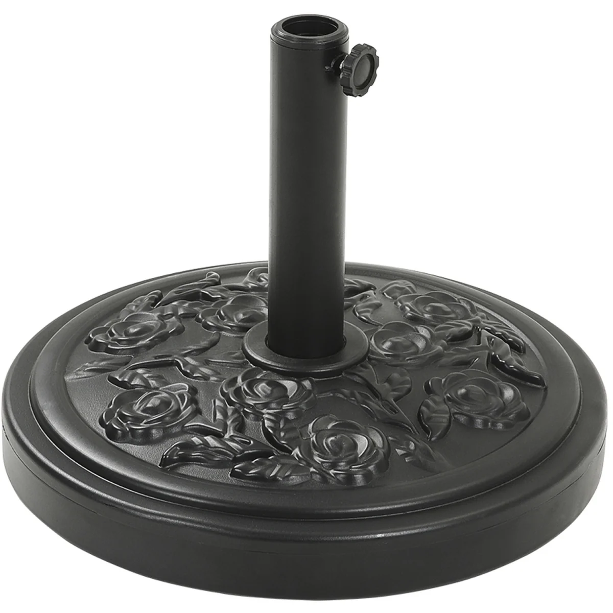 Plastic and Cement Parasol Base - Black / Floral Scroll – image 4