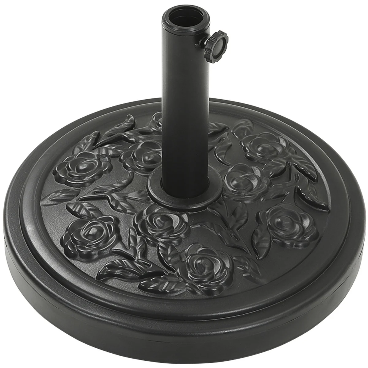 Plastic and Cement Parasol Base - Black / Floral Scroll – image 5