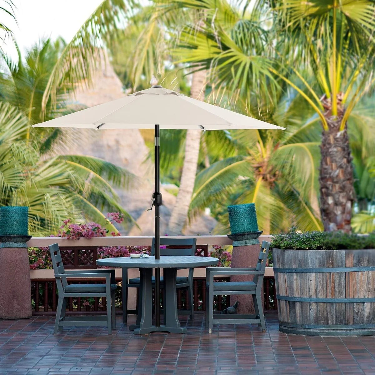 Garden Parasol Umbrella with Two-Way Tilt, Crank Operation and UPF 50+ Protection - Beige – image 4