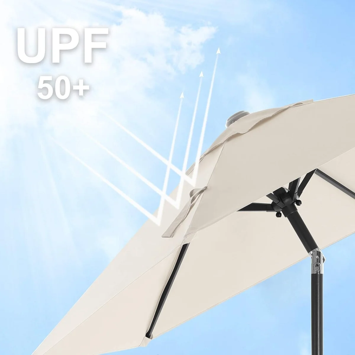 Garden Parasol Umbrella with Two-Way Tilt, Crank Operation and UPF 50+ Protection - Beige – image 5