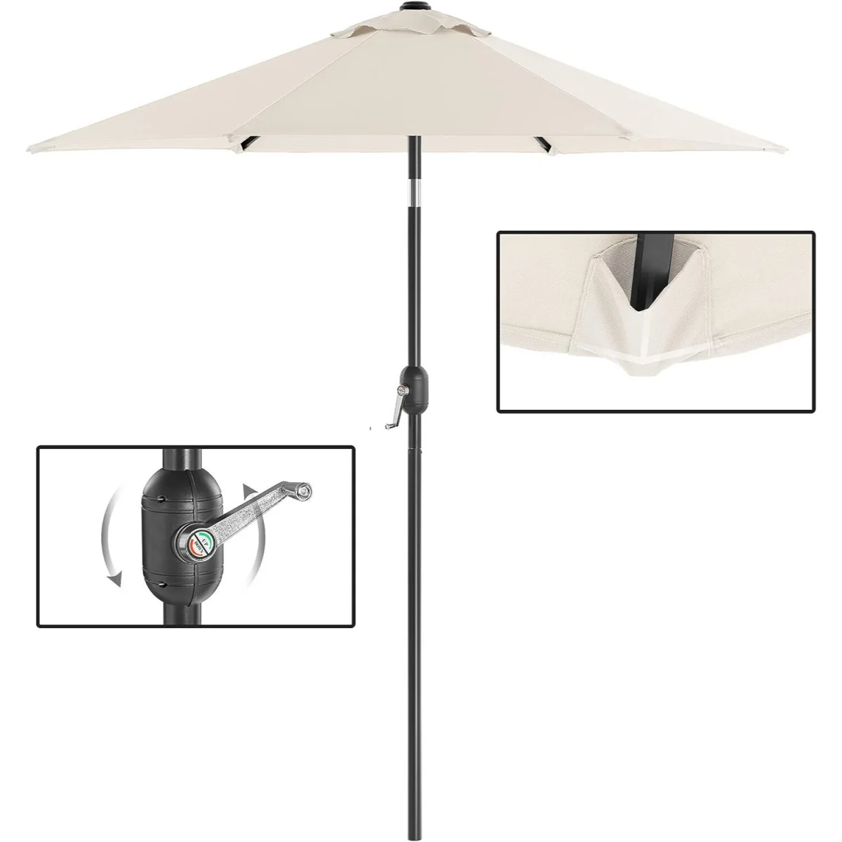 Garden Parasol Umbrella with Two-Way Tilt, Crank Operation and UPF 50+ Protection - Beige – image 7