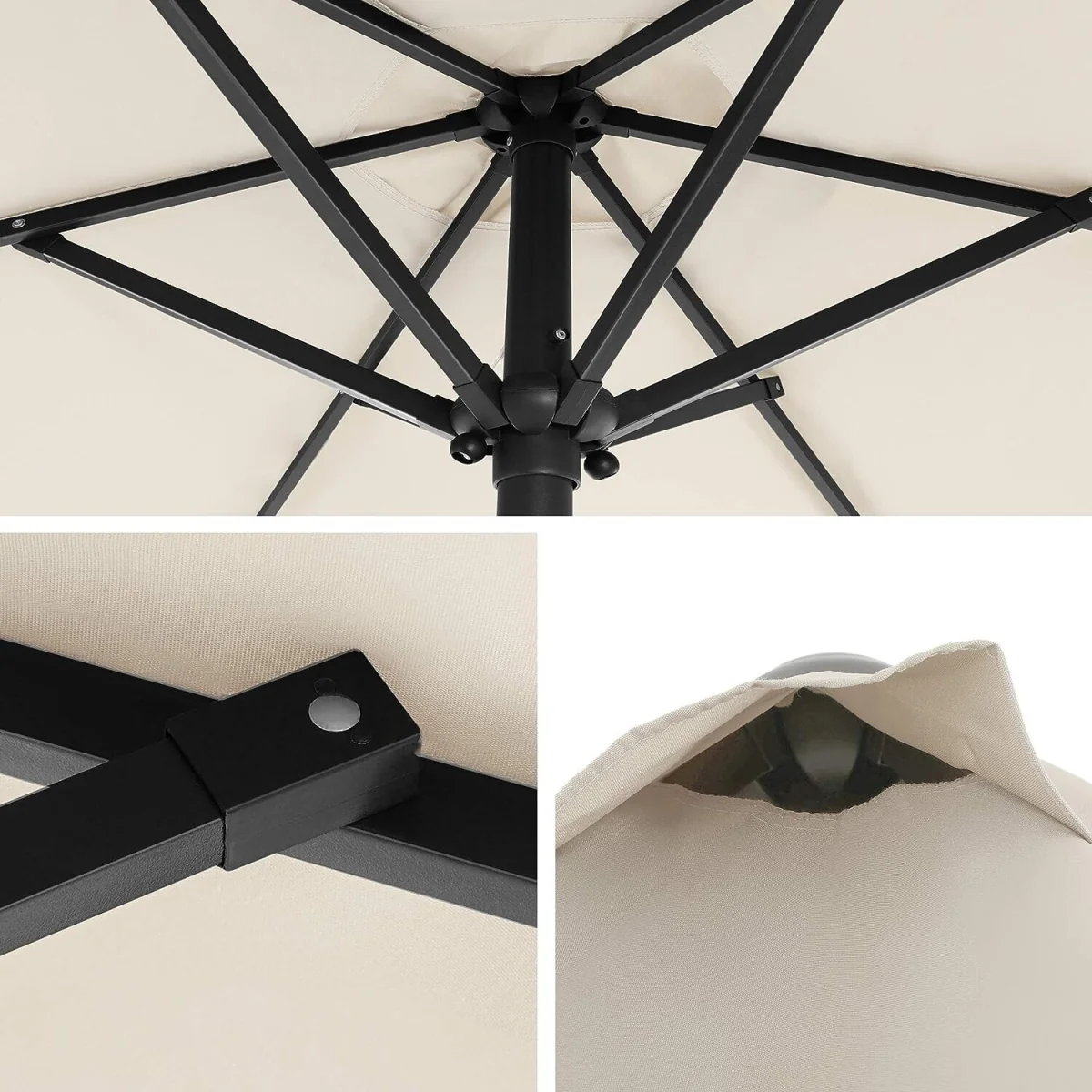 Garden Parasol Umbrella with Two-Way Tilt, Crank Operation and UPF 50+ Protection - Beige – image 8