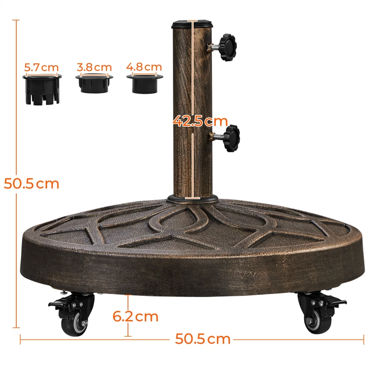 Yaheetech 20KG Heavy-Duty Rolling Parasol Base - Bronze – image 3