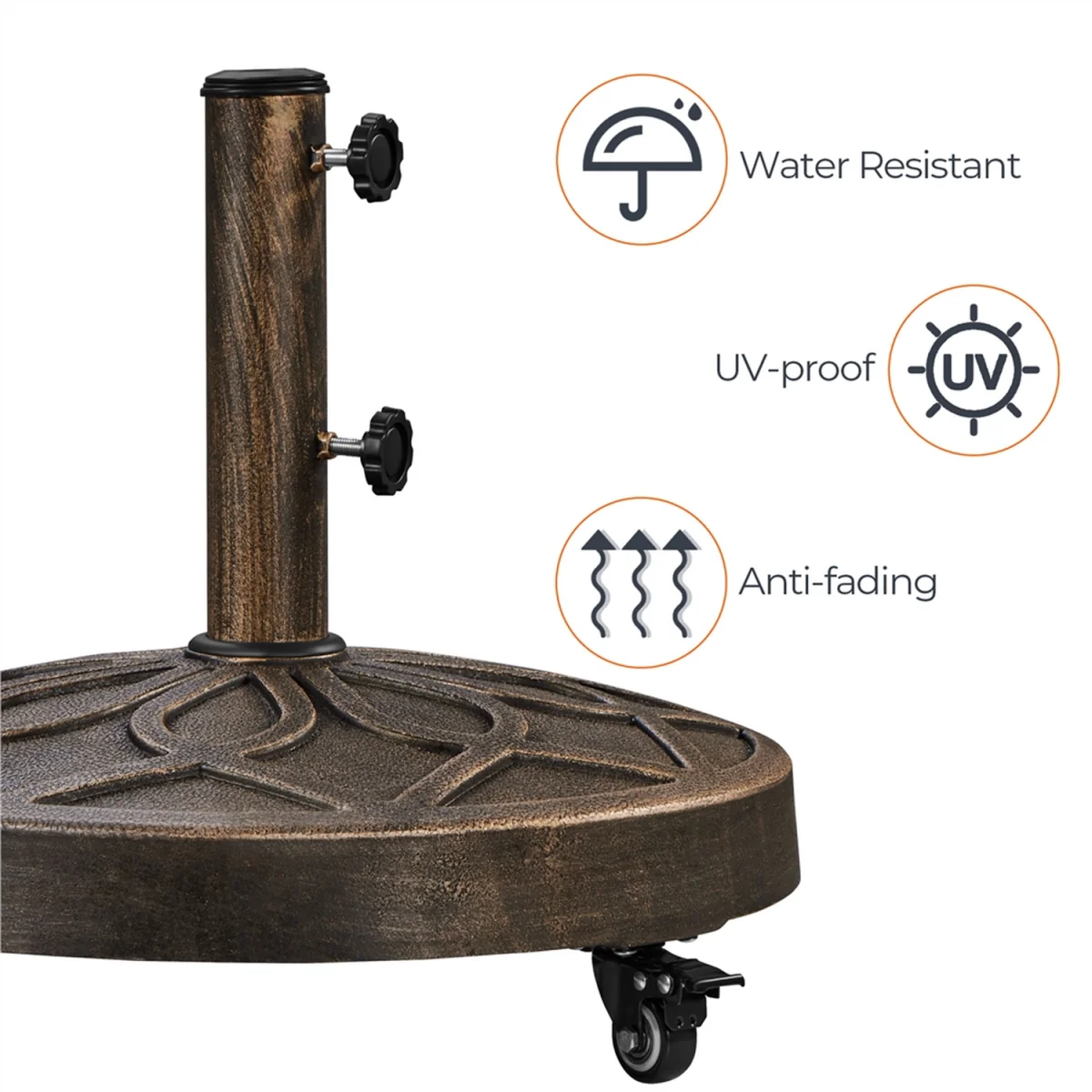 Yaheetech 20KG Heavy-Duty Rolling Parasol Base - Bronze – image 5