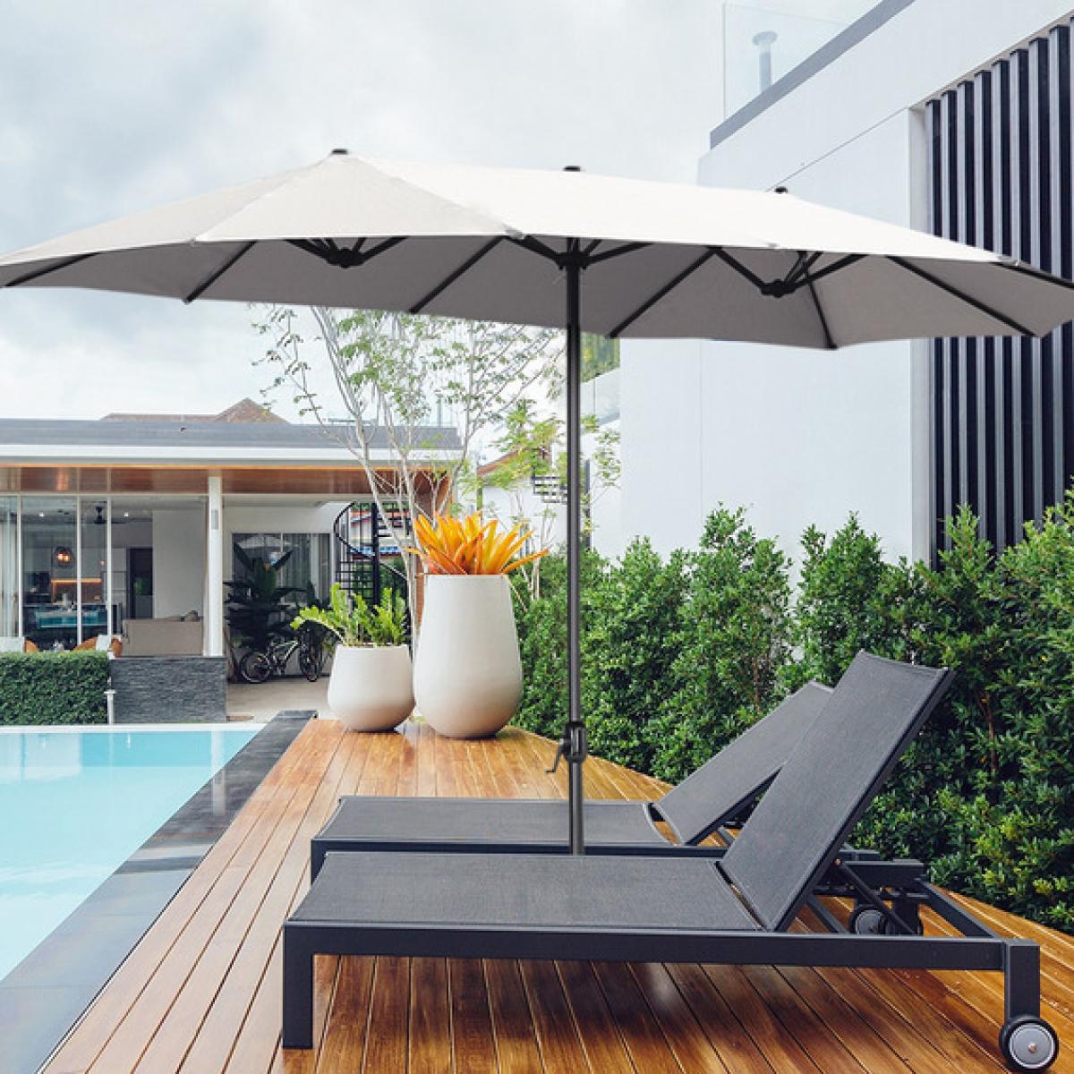 Oversized Patio Parasol No Base - Light Grey