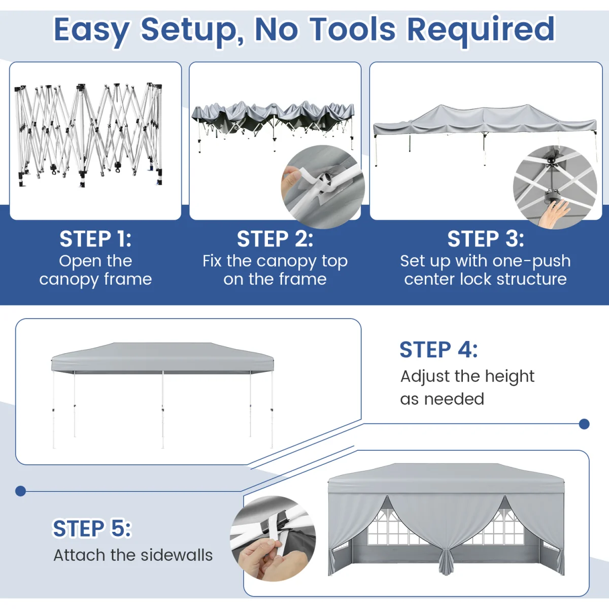 Large Outdoor Pop Up Canopy Tent - Grey – image 2