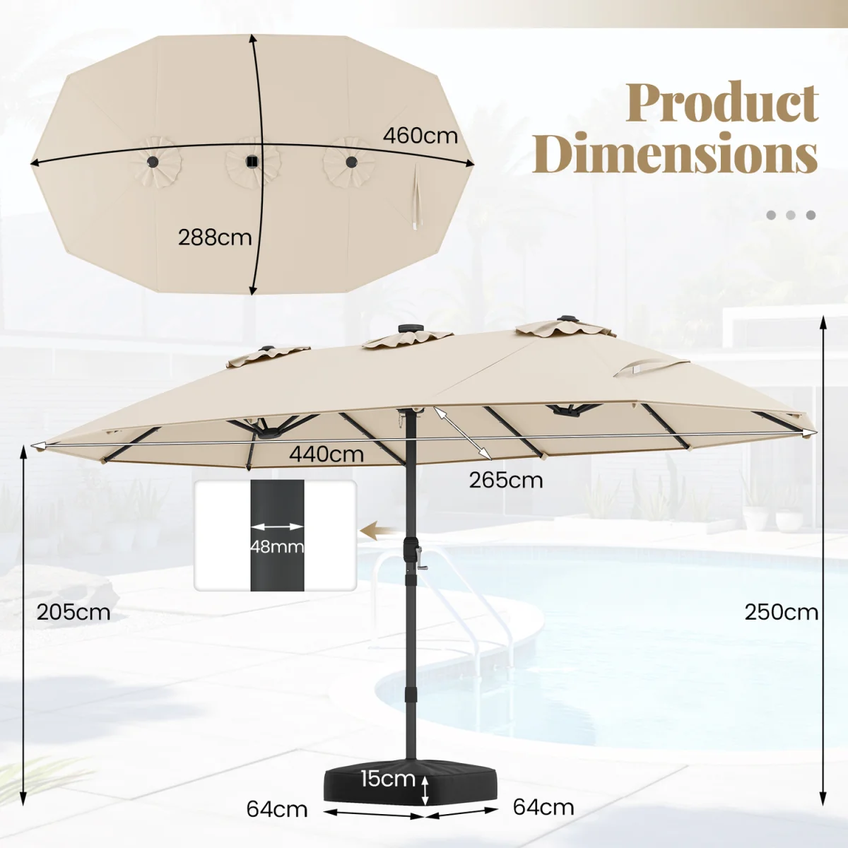 Rectangular Twin Parasol – image 3