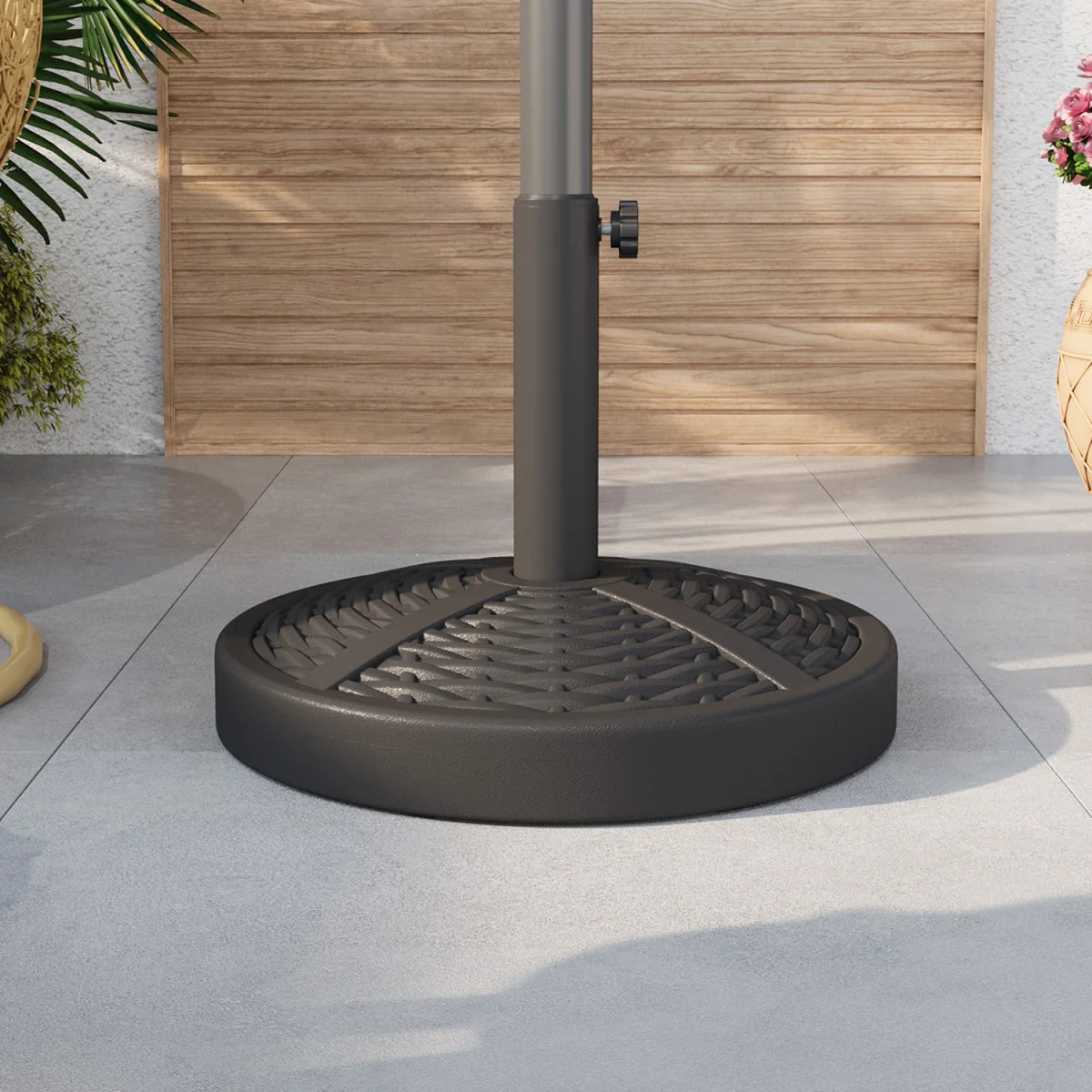 20kg Heavy Duty Round Parasol Base - Weave Effect – image 2