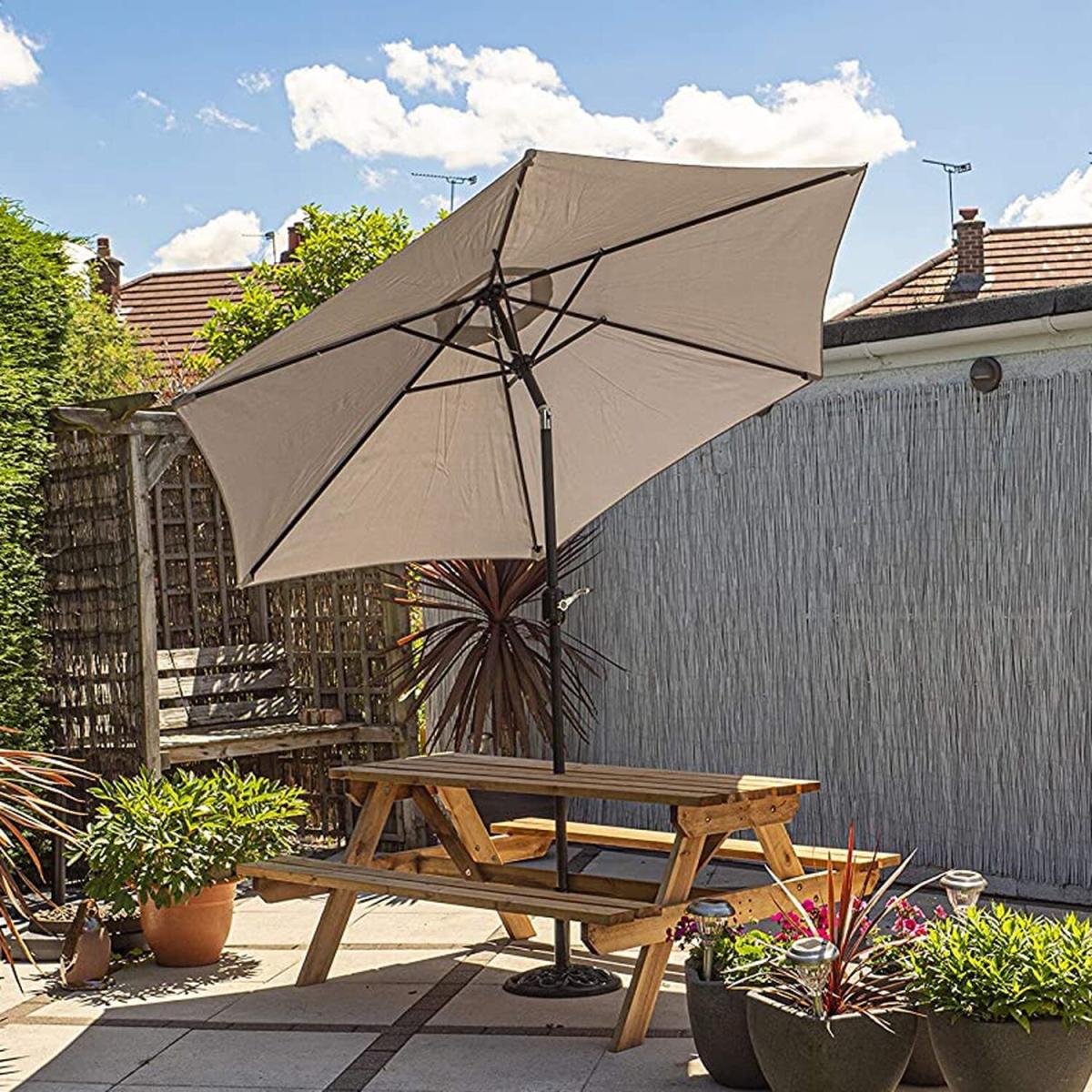 Schallen 2.7m UV50 Leaning Parasol with Winding Crank and Tilt Function - Grey – image 2