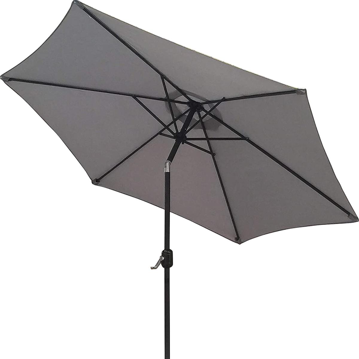 Schallen 2.7m UV50 Leaning Parasol with Winding Crank and Tilt Function - Grey – image 1
