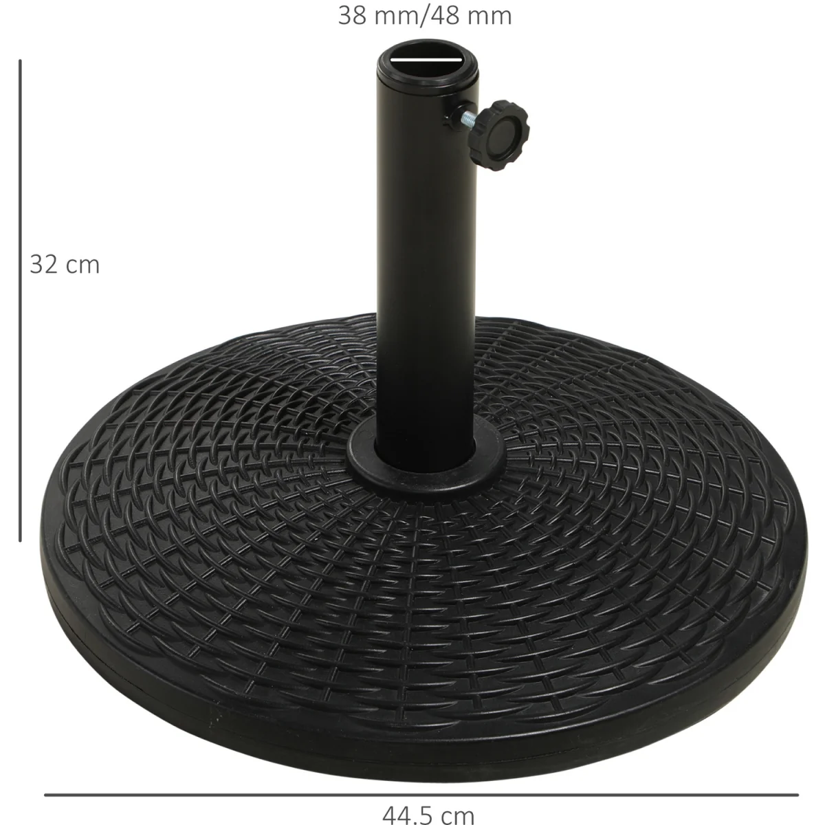 Outsunny Round Cement Parasol Base 84D-044V00BK - Black – image 3
