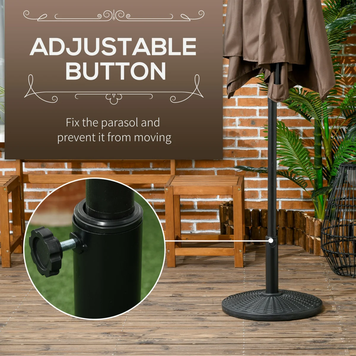 Outsunny Round Cement Parasol Base 84D-044V00BK - Black – image 4