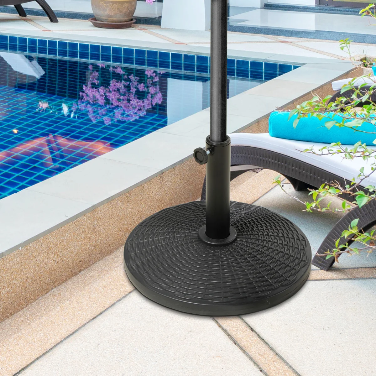 Outsunny Round Cement Parasol Base 84D-044V00BK - Black – image 1