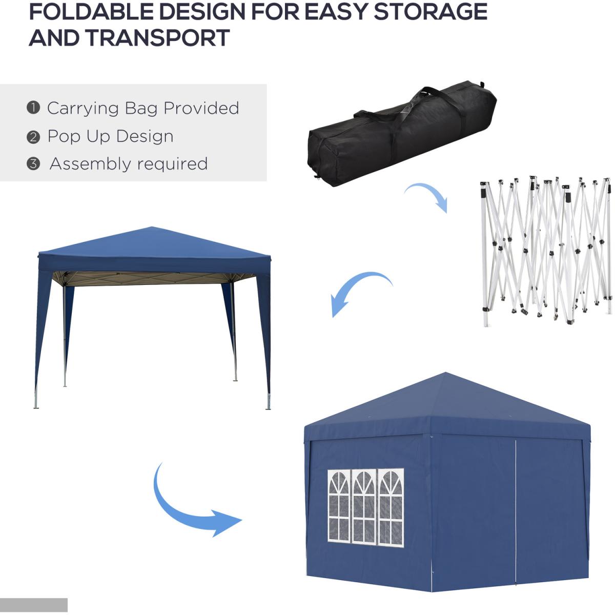 3mx3m Pop Up Gazebo Party Tent Canopy - Blue – image 14