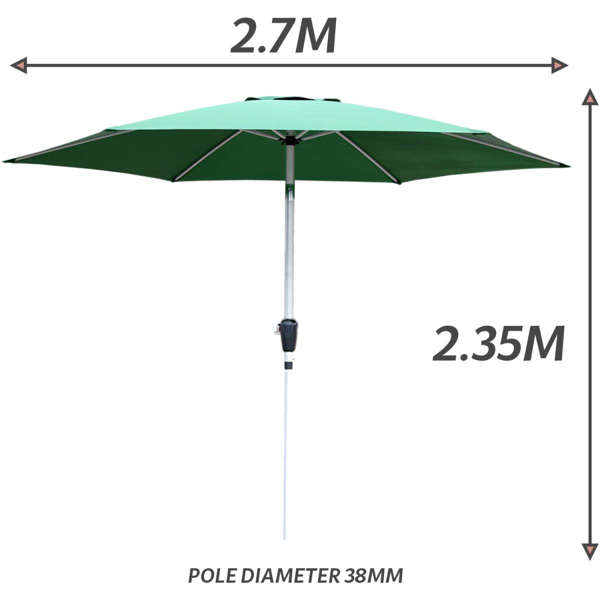GlamHaus Garden Parasol Tilting Umbrella Green With Protective Cover - Green – image 3