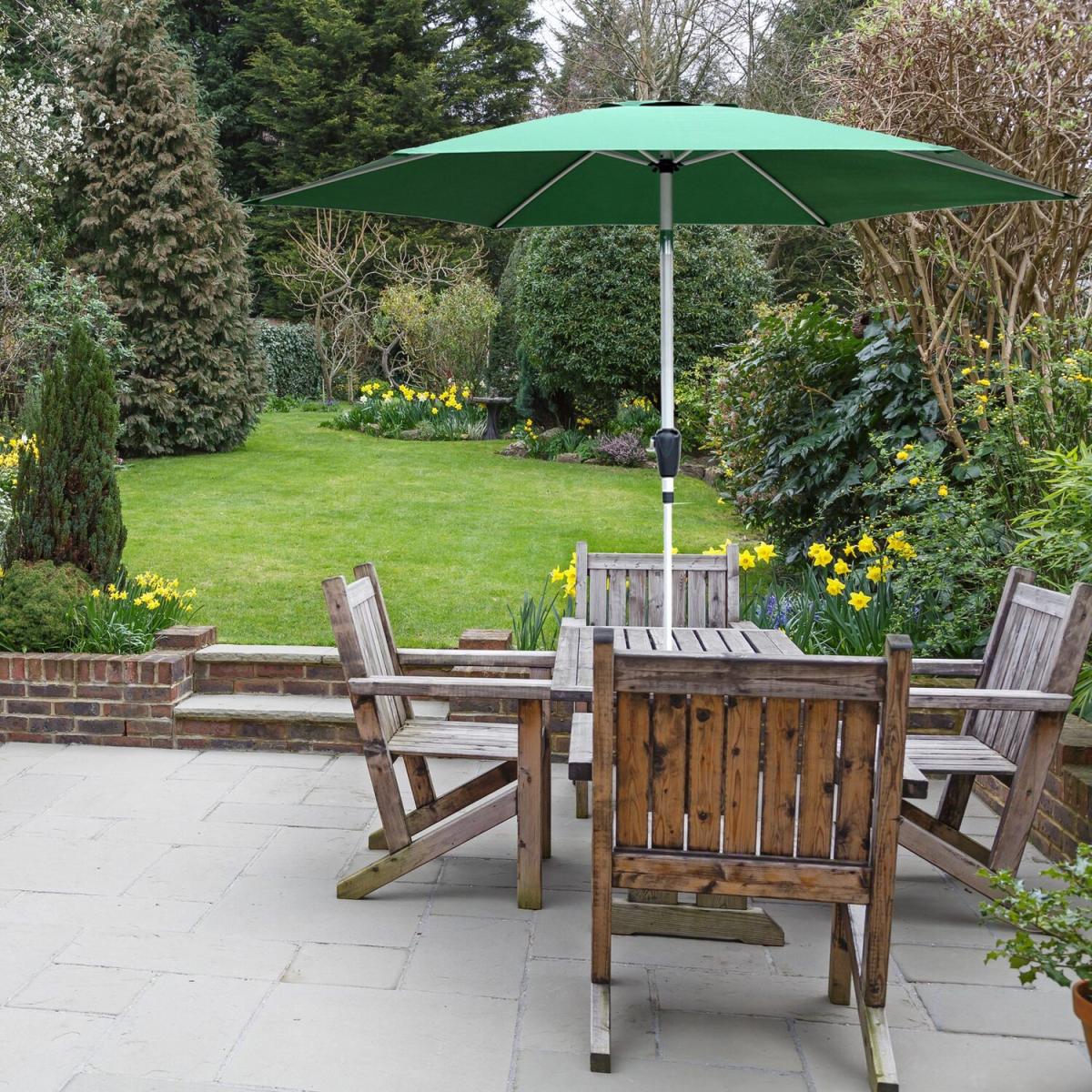GlamHaus Garden Parasol Tilting Umbrella Green With Protective Cover - Green – image 6