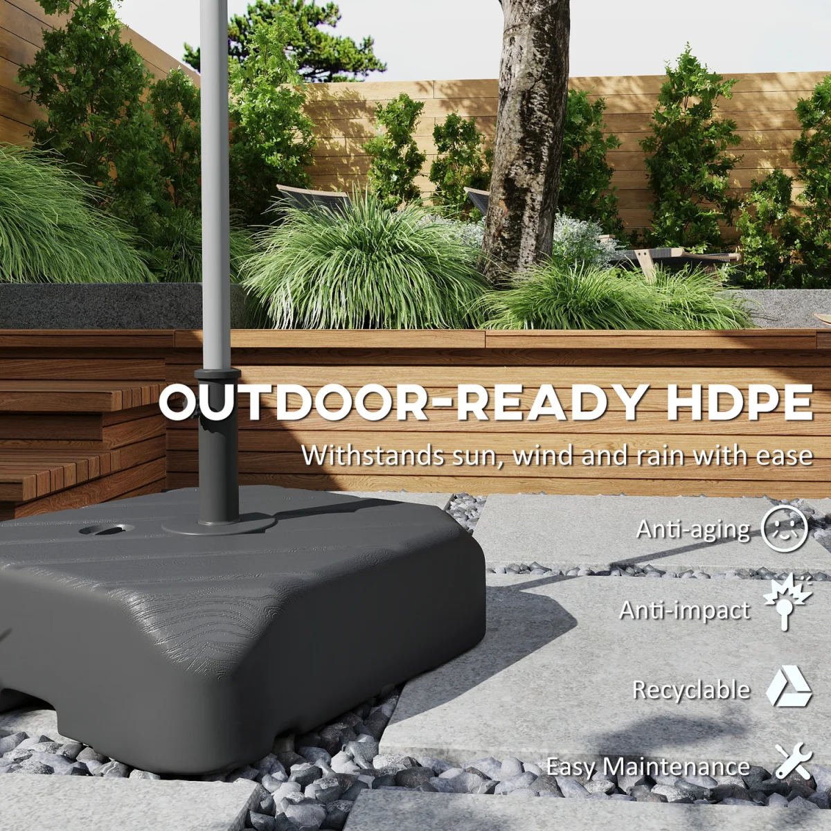 Outsunny 72kg or 45kg Fillable Garden Parasol Base with Handle Wheels - Black – image 5