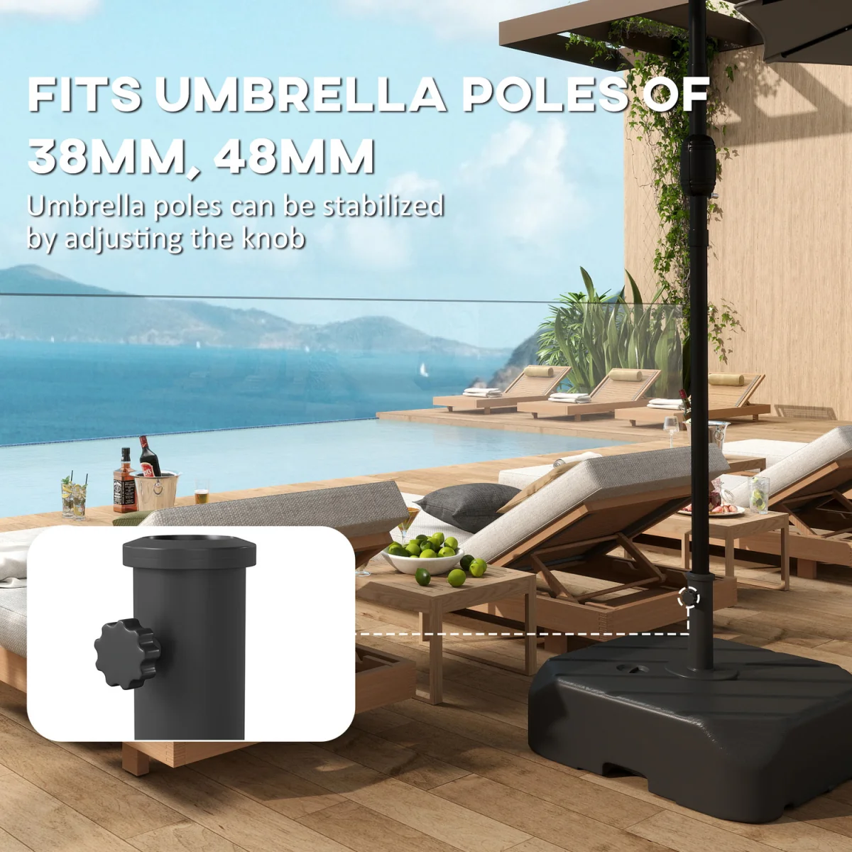 Outsunny 72kg or 45kg Fillable Garden Parasol Base with Handle Wheels - Black – image 6