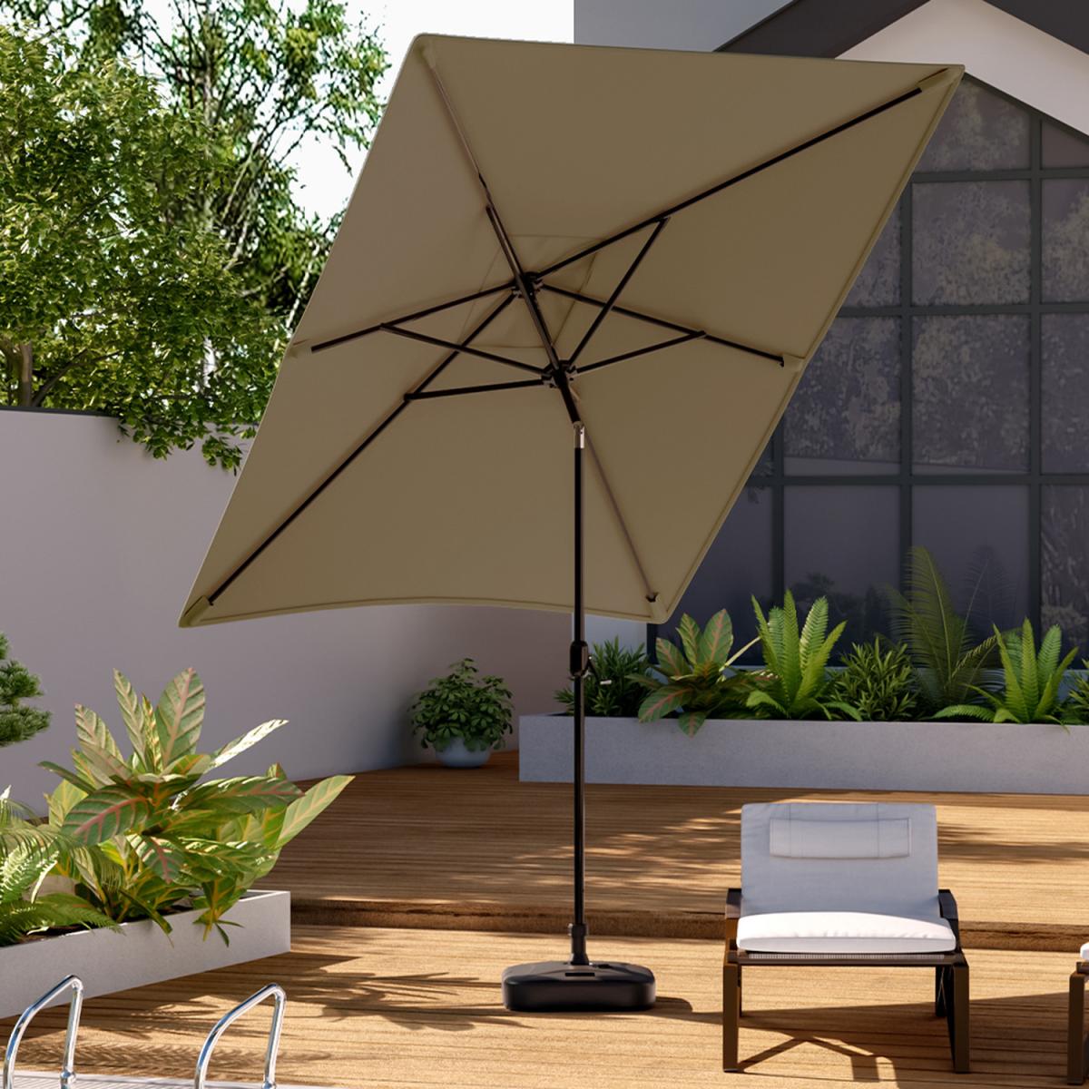 3M Rectangular Traditional Parasol with Square Plastic Base - Black – image 21