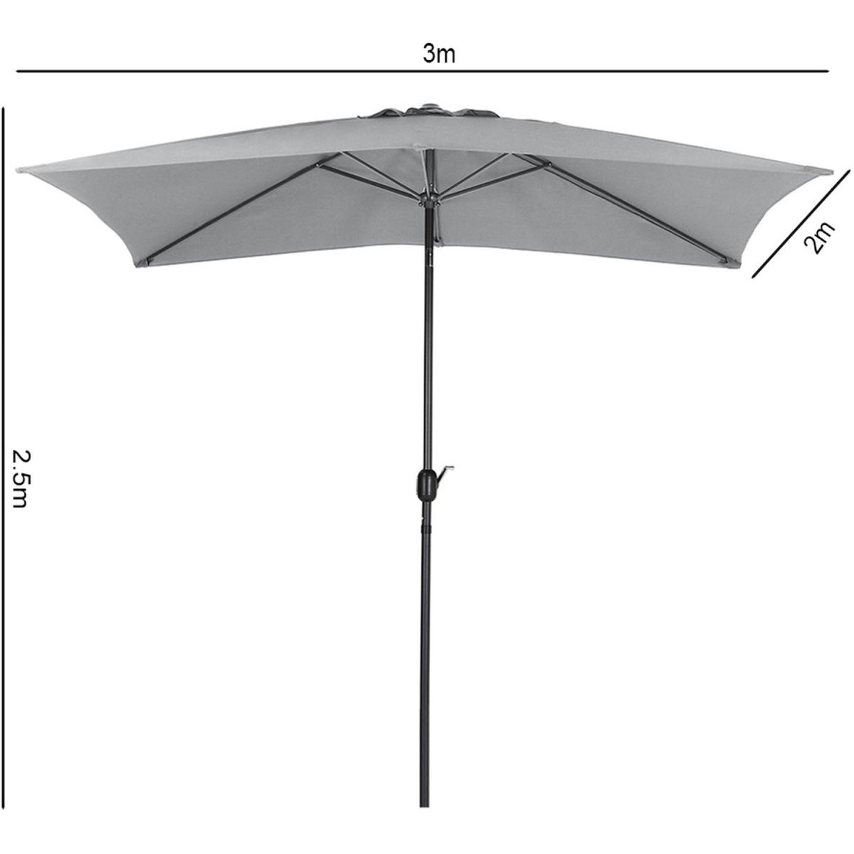 3M Rectangular Traditional Parasol with Square Plastic Base - Black – image 26