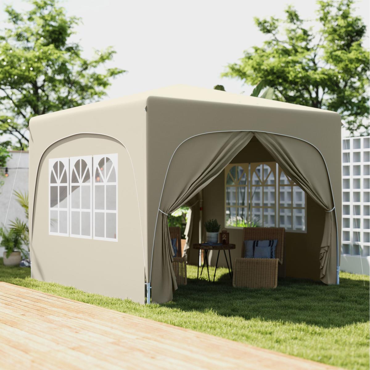 Outsunny 3 x 3(m) Pop Up Gazebo with Sides, UPF50 - Sand