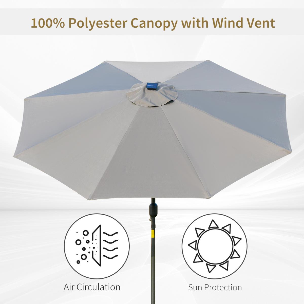 24 LED Solar Powered Parasol - Grey – image 2