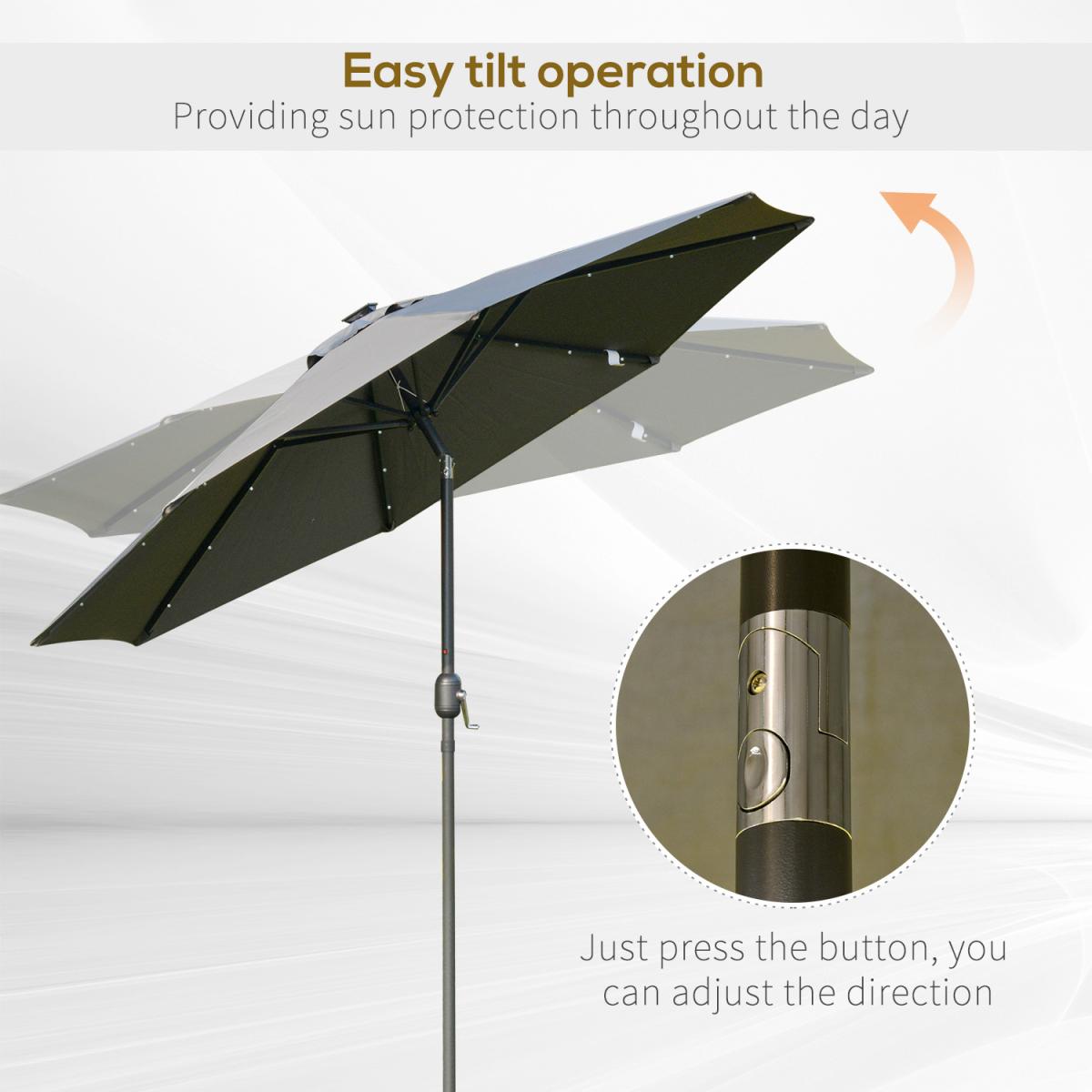 24 LED Solar Powered Parasol - Grey – image 3