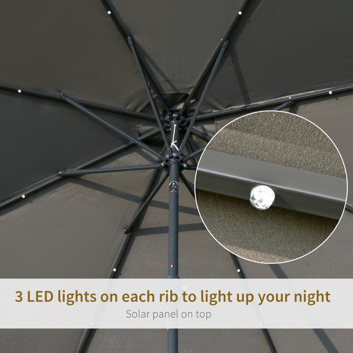 24 LED Solar Powered Parasol - Grey – image 4