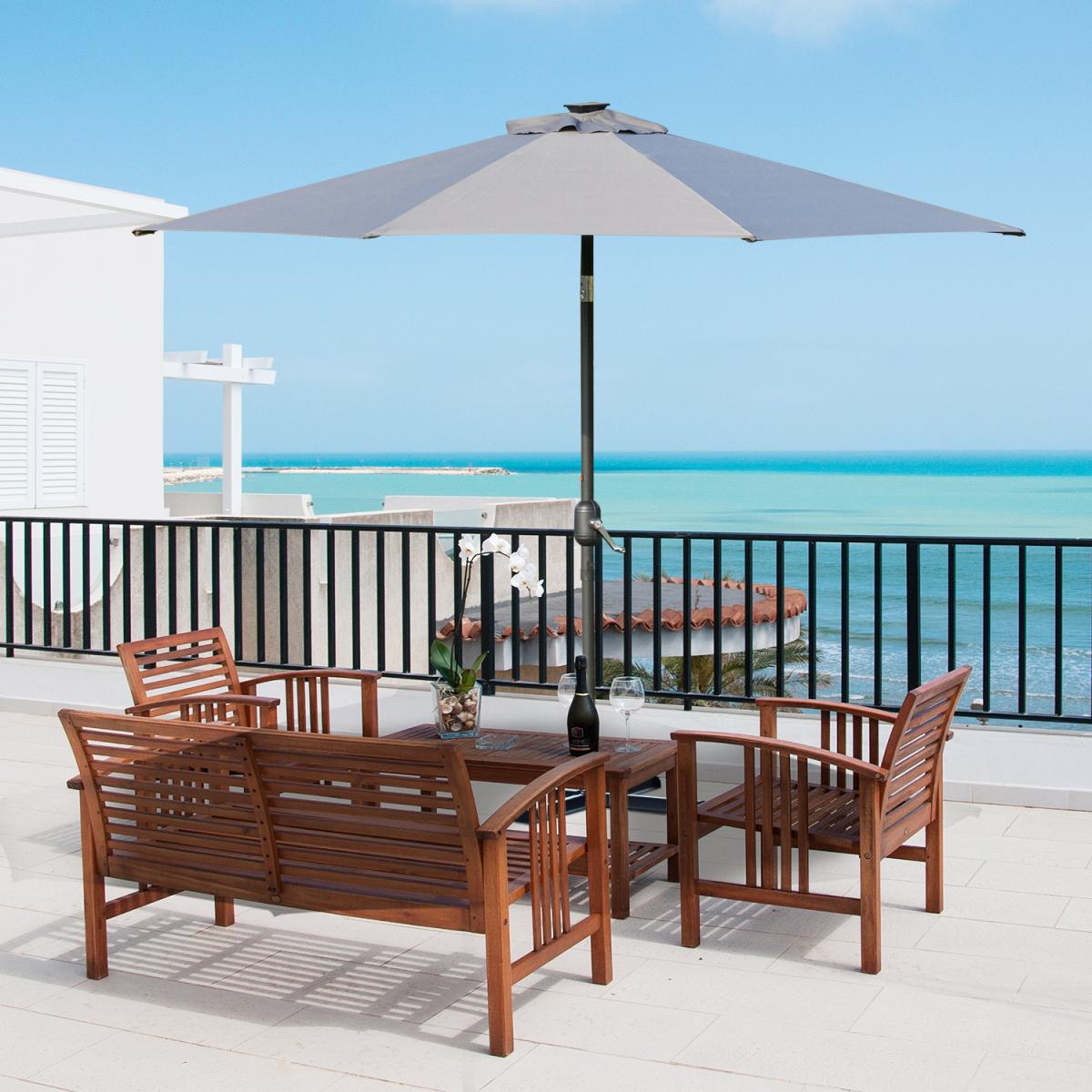 24 LED Solar Powered Parasol - Grey – image 1