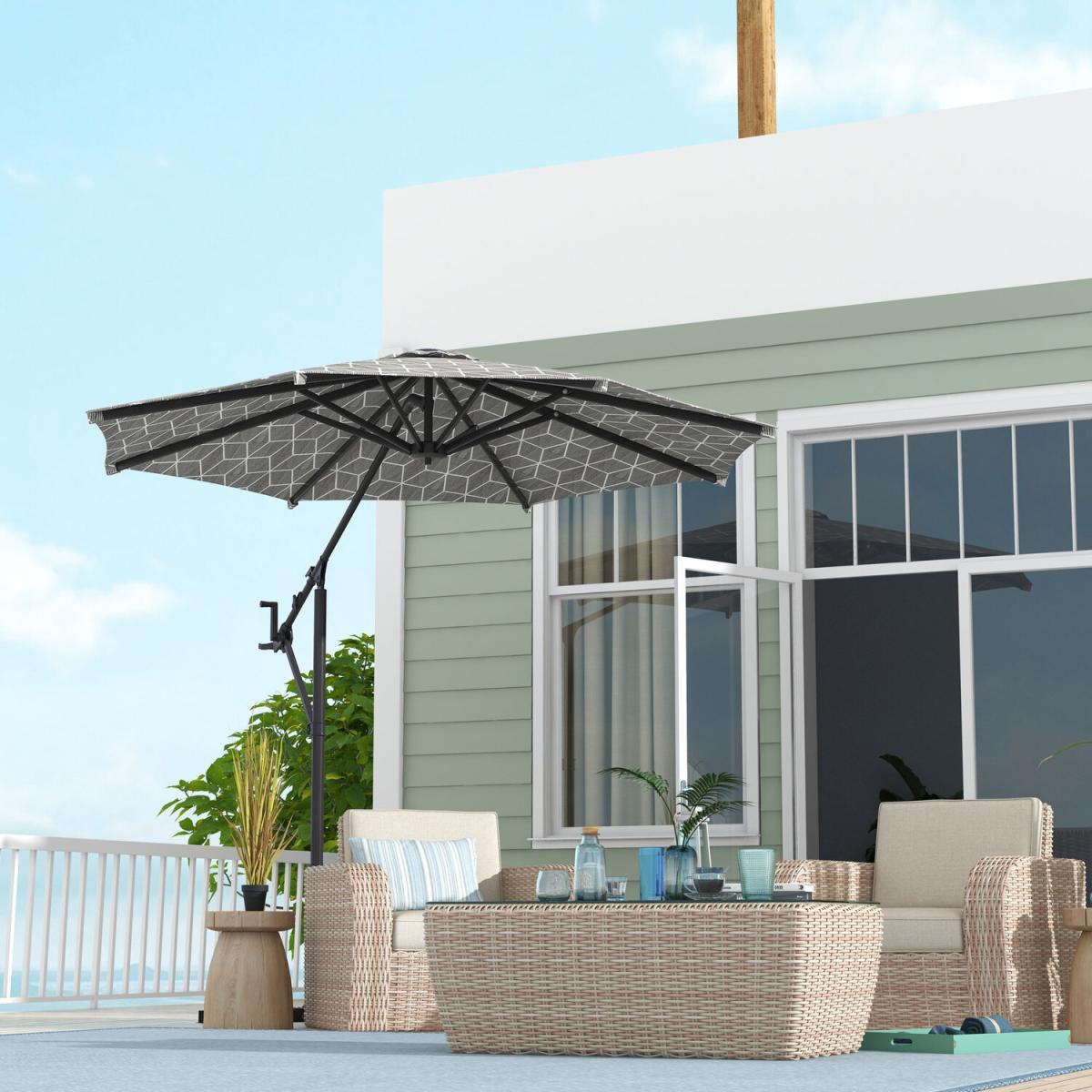 Convertible Cantilever Parasol Centre-post Market Parasol - Black and White