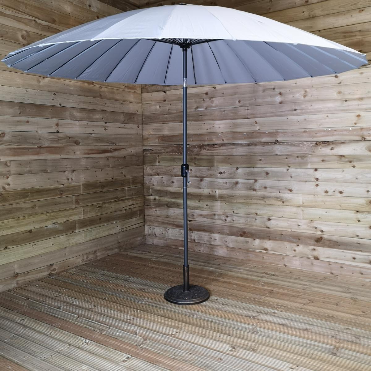 3.25m Aluminium Parasol with Crank Tilt Mechanism Garden or Patio Light Grey - Grey – image 2