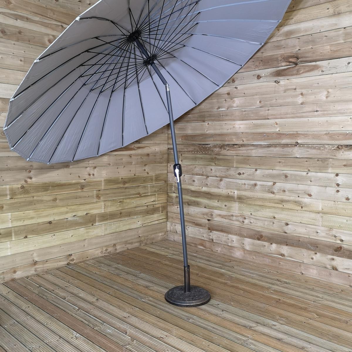 3.25m Aluminium Parasol with Crank Tilt Mechanism Garden or Patio Light Grey - Grey – image 3