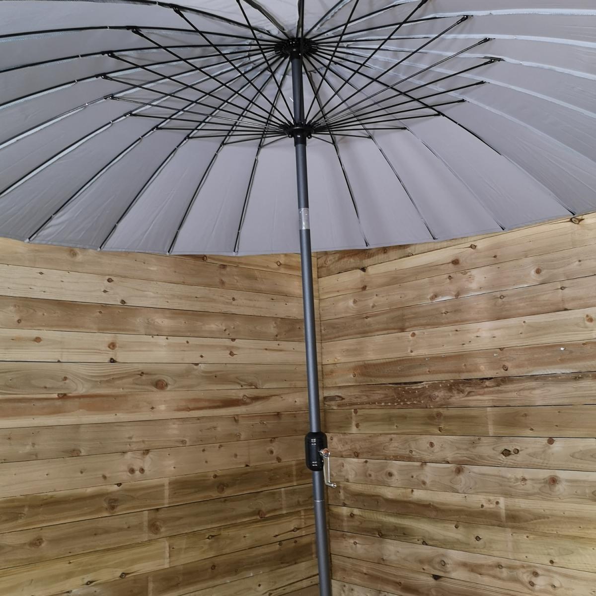 3.25m Aluminium Parasol with Crank Tilt Mechanism Garden or Patio Light Grey - Grey – image 4