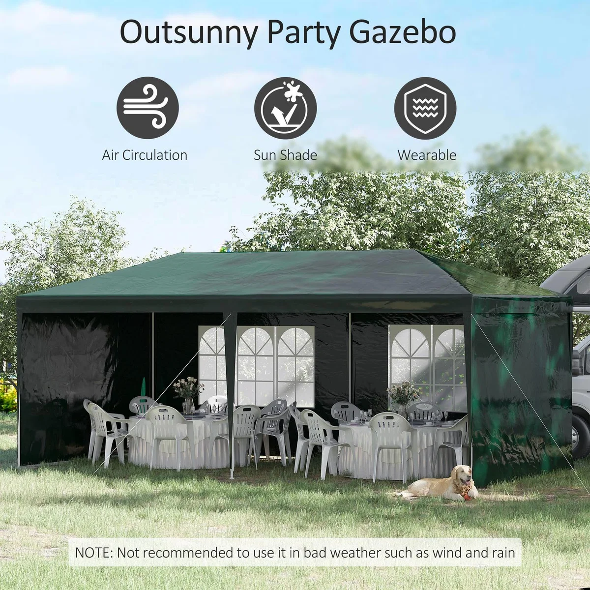 Party Gazebo Canopy - Green / 16.6kg – image 3