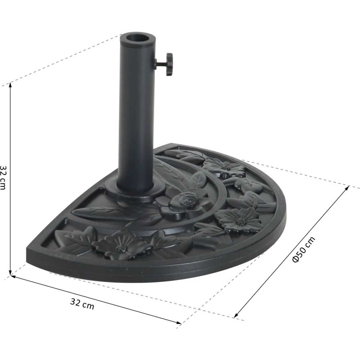 9kg Half Round Parasol Weighted Base - Black – image 2