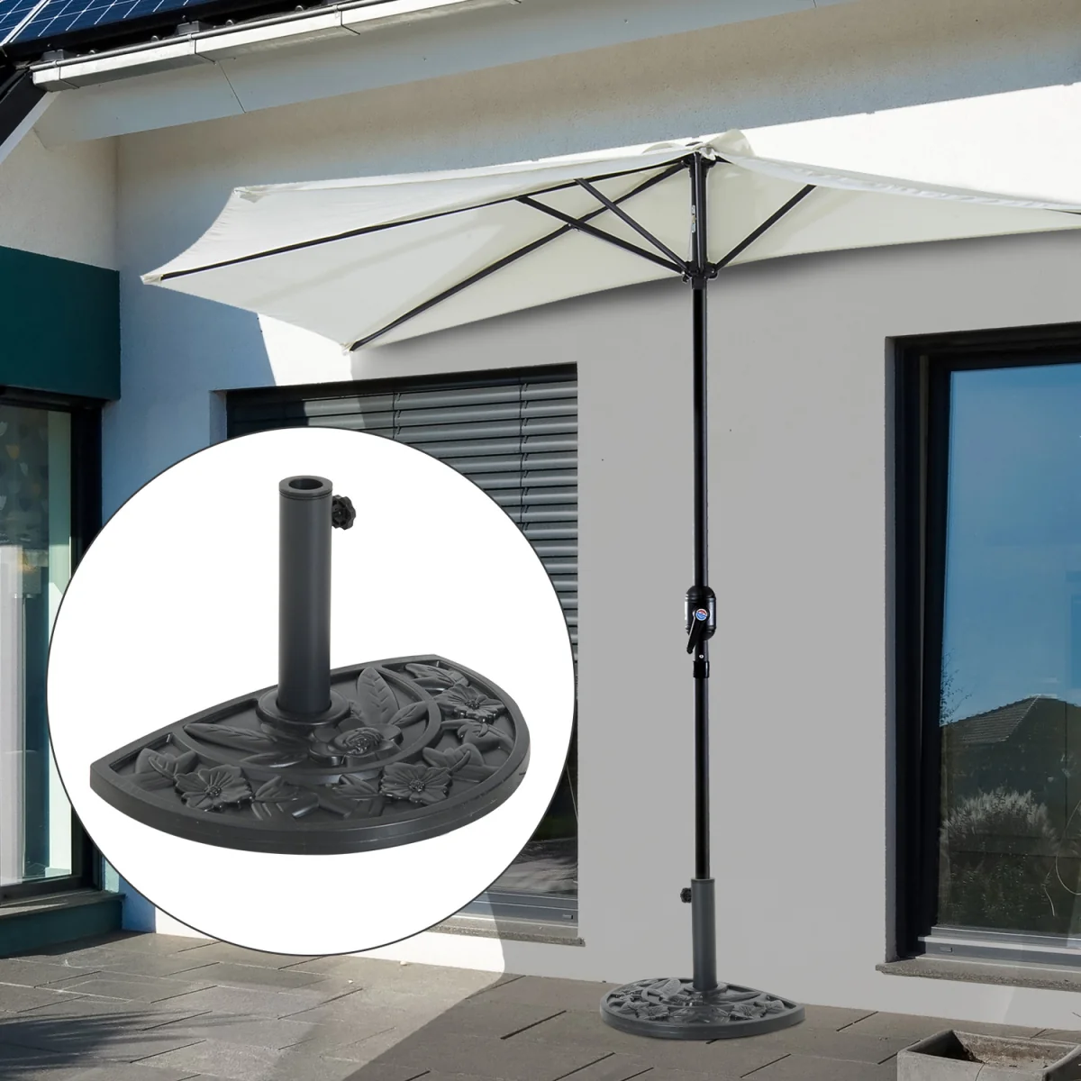 9kg Half Round Parasol Weighted Base - Black – image 1