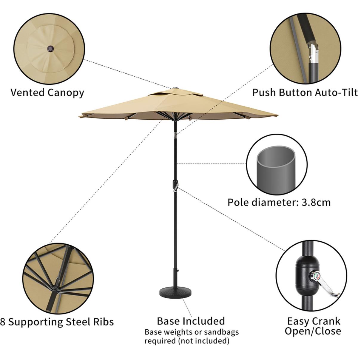 3M Length Patio Umbrella with Base - Dark Green – image 17