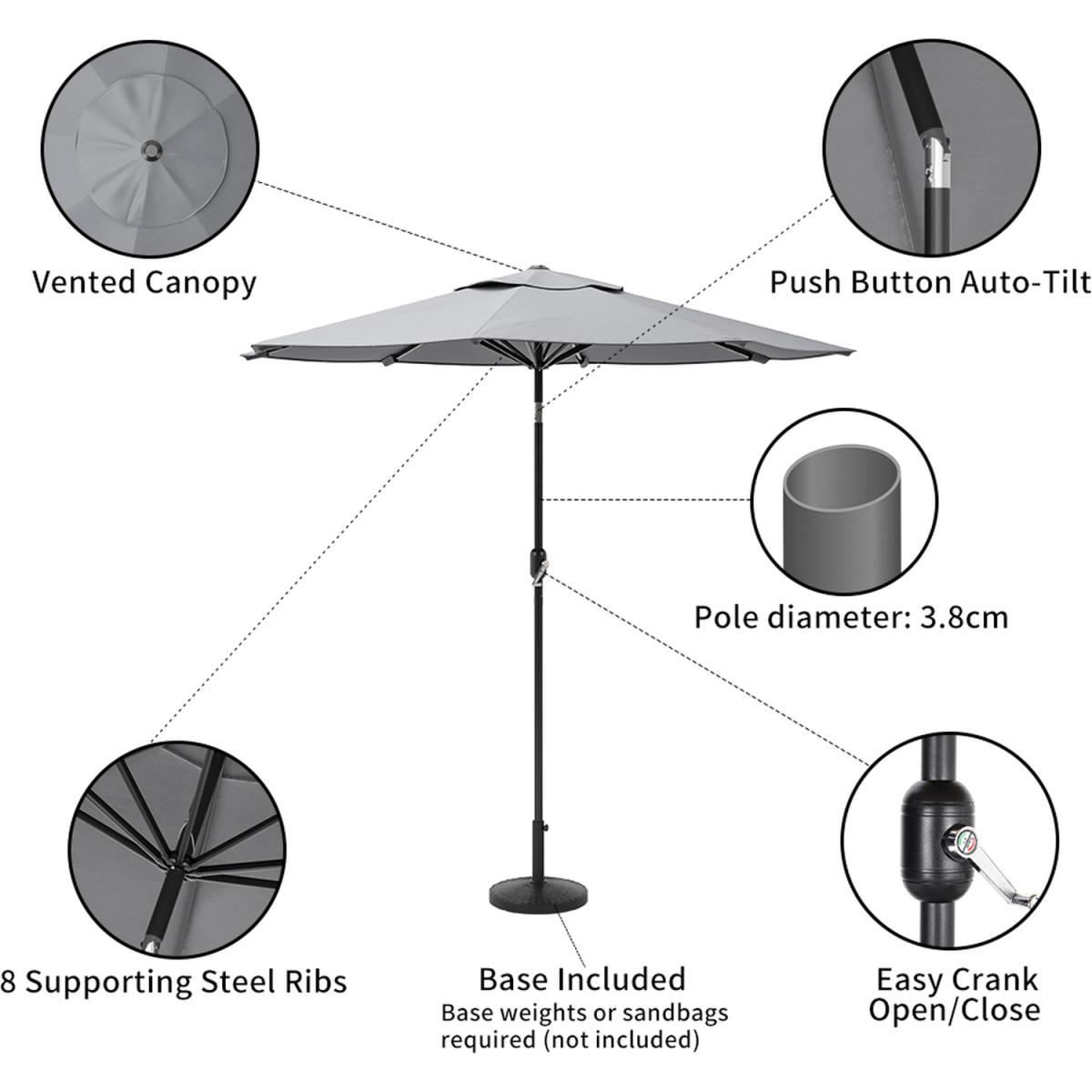 3M Length Patio Umbrella with Base - Dark Green – image 21