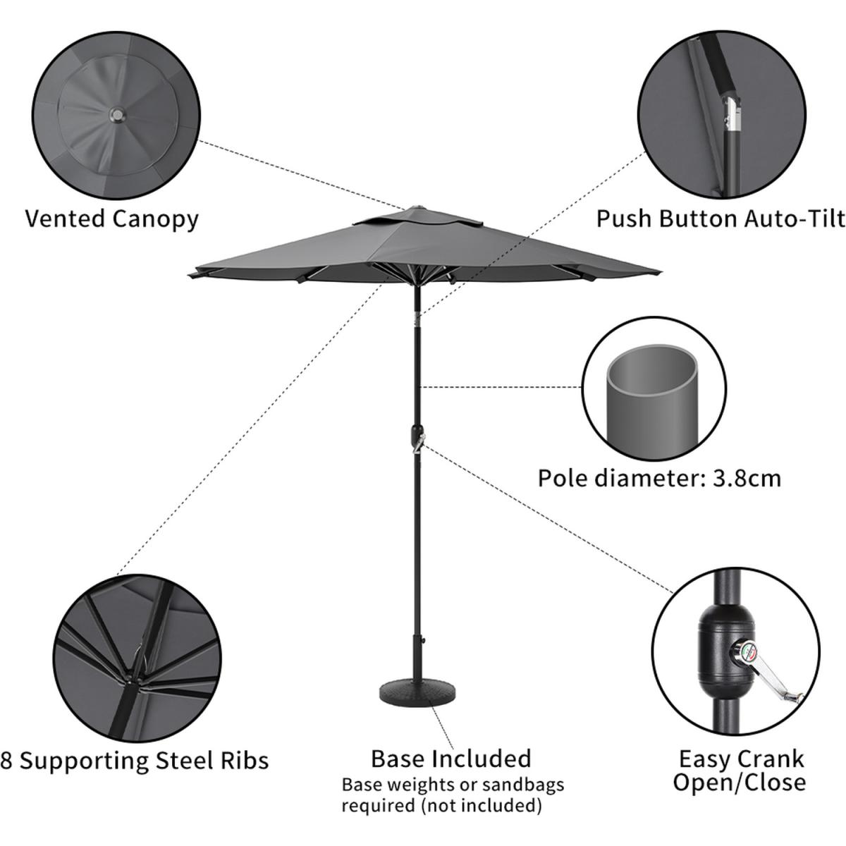 3M Length Patio Umbrella with Base - Dark Green – image 26