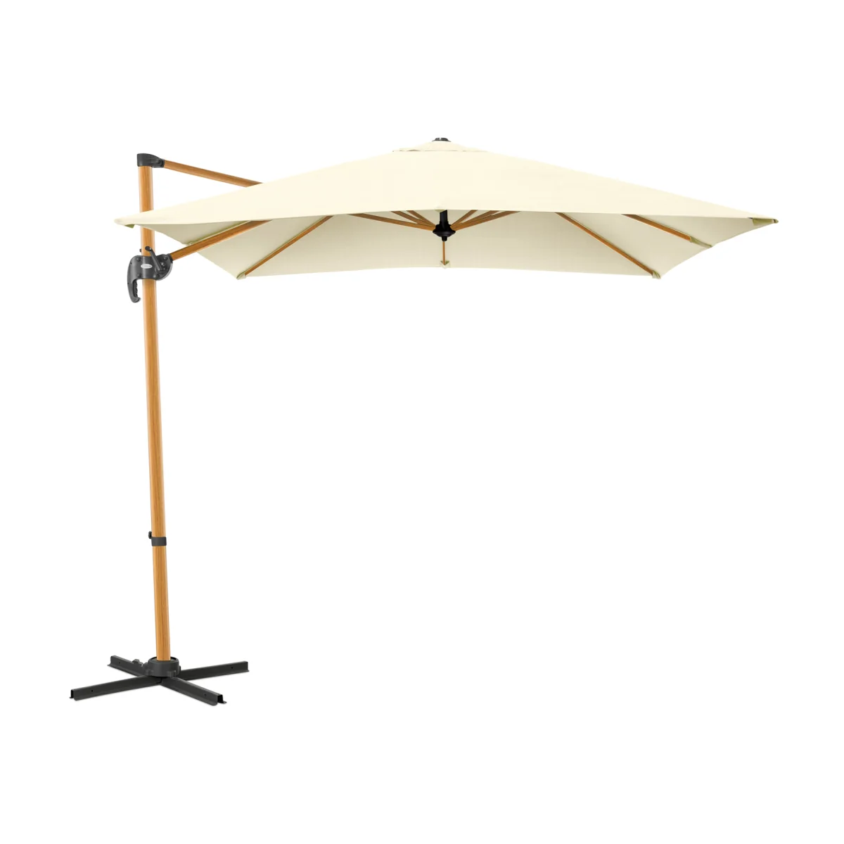 Christow Roma Wood-Effect Cantilever Parasol - 2.5m - Cream – image 1