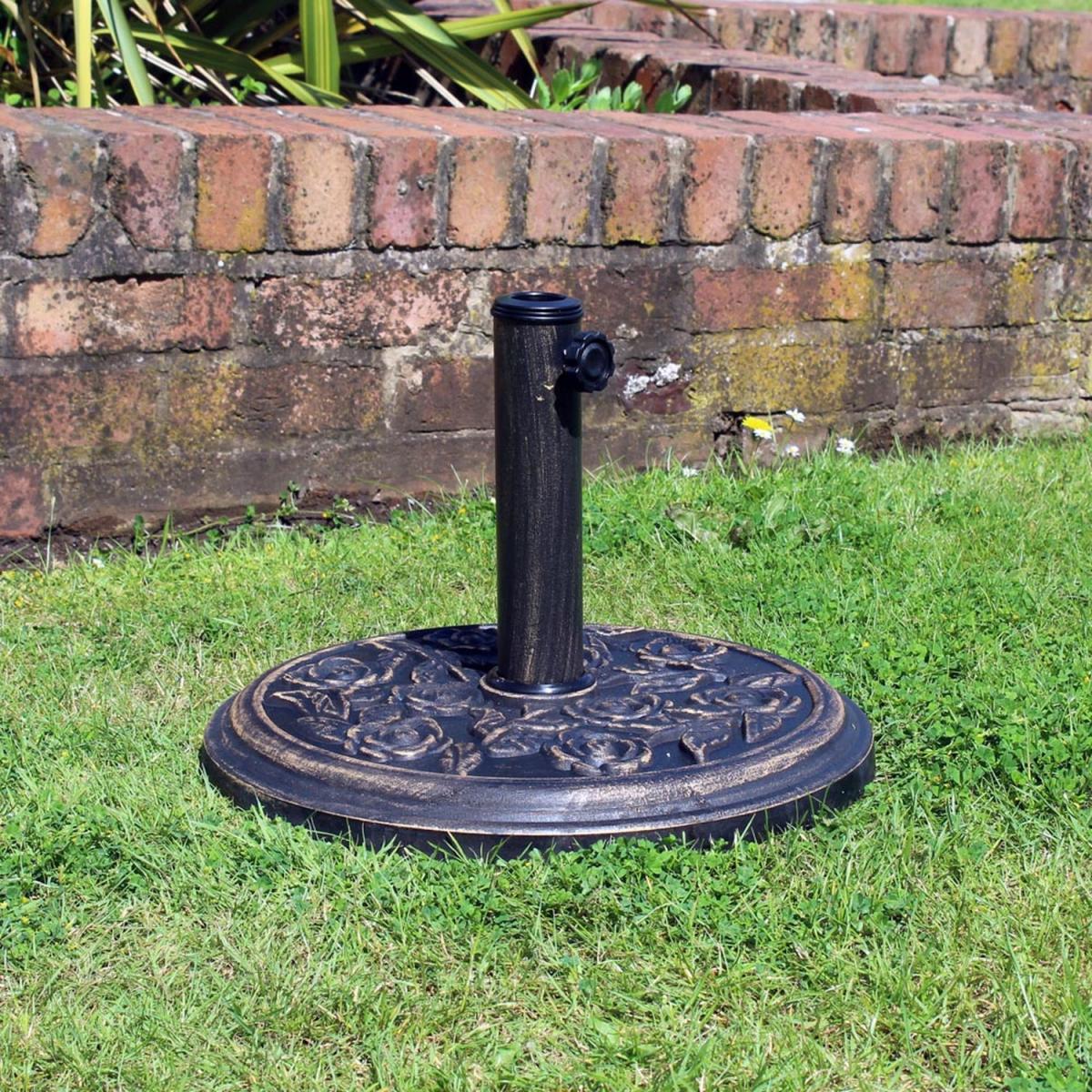 Cast Iron Effect Garden Parasol Base - Black