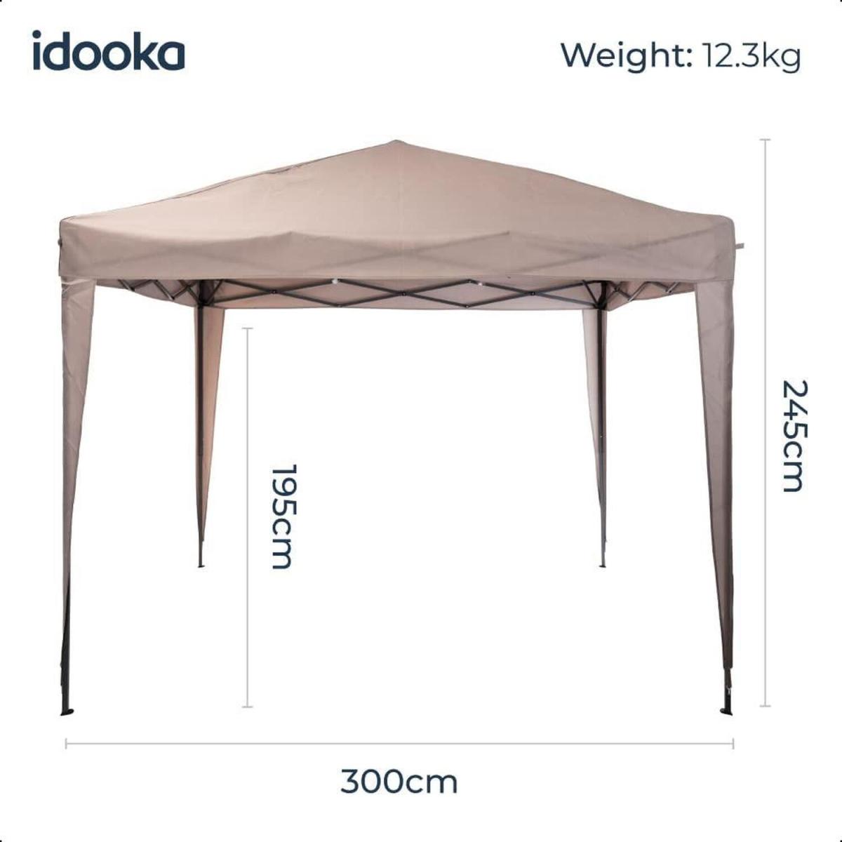 Pop Up Marquee Gazebo Canopy Taupe 3x3m Garden Party Tent - Taupe – image 4