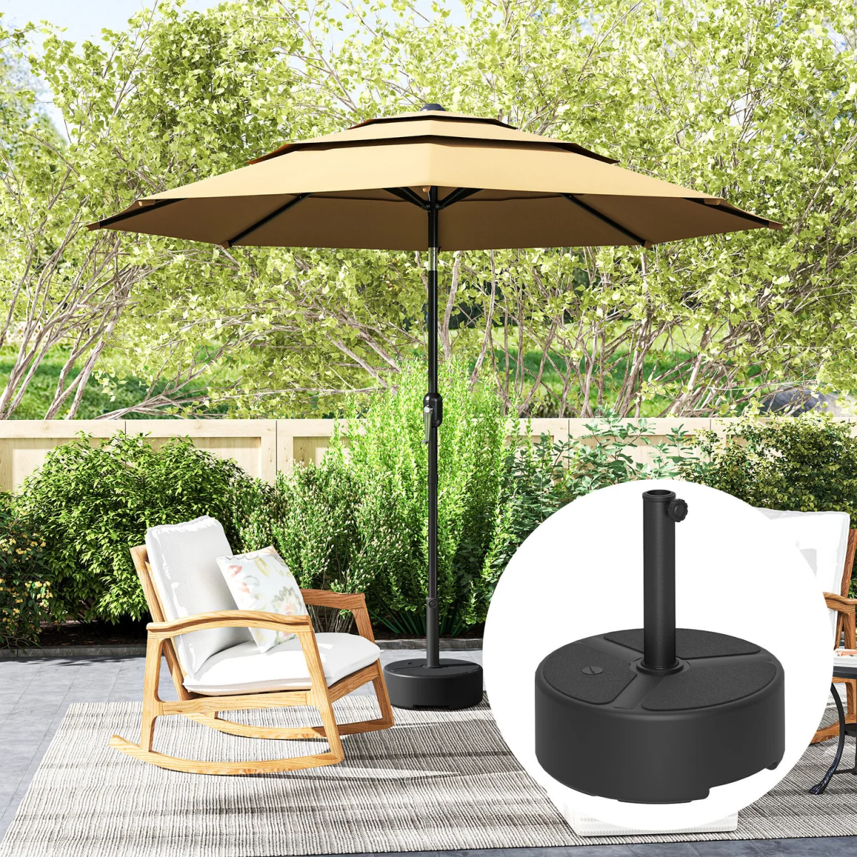 Outsunny SandWater Filled Parasol Stand Garden Parasol Base - Black – image 2